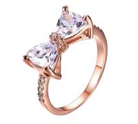 VEMOW Elegant Women's Bow Knot Large Zircon Ring Exquisite And Shining Jewelry Fashionable Jewelry Suitable For All Occasions Perfectly Showing Women's Elegant Temperament Organisateur Bijoux (WH2, D)