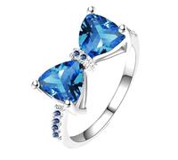 VEMOW Elegant Women's Bow Knot Large Zircon Ring Exquisite And Shining Jewelry Fashionable Jewelry Suitable For All Occasions Perfectly Showing Women's Elegant Temperament Organisateur (Blue, E)