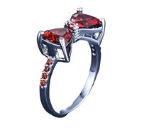 VEMOW Elegant Women's Bow Knot Large Zircon Ring Exquisite And Shining Jewelry Fashionable Jewelry Suitable For All Occasions Perfectly Showing Women's Elegant Temperament Organisateur Bijoux (Red, C)