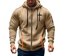 VEMOW for Men Quarter Zip Pullover Sweatshirt Long Sleeve Casual Fashion with Pull Noir Homme (Khaki M)