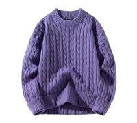 VEMOW Golfball Shirt Men's Knitwear Everyday Comfort Long Sleeved Sweater T-Shirt Manches Longues pour Homme (Purple, XXXL)