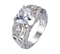 VEMOW Heart Shape Zircon Women Fashion Full Zircon Ring Ladies Jewelry Rings For Women Size 5 11 Organisateur Fléchettes Bagues (A, C)