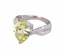 VEMOW Mariage nuptial 7 jaune AAA CZ en forme de poire taille brillant Solitaire larme déclaration bague de fiançailles bande mince Organisateur Ajusteur Anneaux Faux Nettoyeur Anneaux (A, One Size)