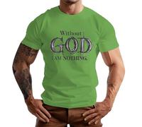 VEMOW sans Dieu, Je ne suis Rien T-Shirt drôle T-Shirt Homme Humour Noir (Green, XXL)