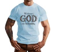 VEMOW sans Dieu, Je ne suis Rien T-Shirt drôle T-Shirt Homme Humour Noir (Light Blue, XXXL)
