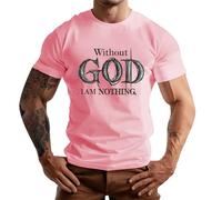 VEMOW sans Dieu, Je ne suis Rien T-Shirt drôle T-Shirt Homme Humour Noir (Pink, M)