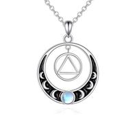 VENACOLY AA Collier cadeau en argent sterling 925 Alcoolique de restauration anonyme Collier croissant de lune AA Bijoux de sobriété pour femme, Argent sterling