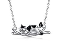 VENACOLY Collier avec pendentif vaches en argent pur 925 avec impression de vaches, Nown