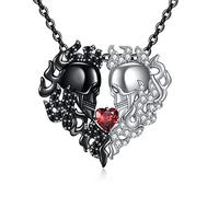 VENACOLY Collier pour couple en argent sterling pour lui et lui - Collier assorti en forme de cœur - Symbole d'amour - Bijoux Velentines - Cadeaux pour couple - Lui, 45.72 cm, Argent sterling, Zircon