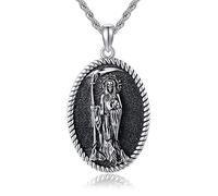 VENACOLY Santa Muerte/Saint Judas/Christopher/Saint Michel/Vierge Marie Chaîne en argent sterling 925 Pendentif religieux Collier Bijoux Cadeau pour femme, Argent sterling, Nown