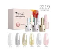 Venalisa - Kit de 6 Vernis Semi-Permanent Gel Effet Pailleté & Glitter - Série 2219 - Sans HEMA - Professionnel UV/LED - 6x7.5ml