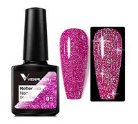VENALISA vernis semi permanent pastel Rose rougePailleté Reflechissante Gel Polish UV LED Soak Off Paillettes Réfléchissant Brillant Nail Art Vernis à ongles