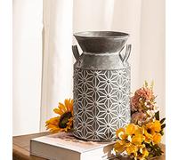 Venalys Vase à Fleurs galvanisé - Pot à Lait décoratif Rustique en métal pour Fleurs