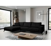 VENASI ASPEN CORD Gauche Canapé d'angle sans fonction de couchage Canapé en L Canapé d'angle Garniture de canapé NOIR