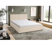 VENASI BETTY Lit rembourré 140x200 Lit double avec coffre de rangement et sommier à lattes BEIGE