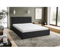 VENASI BETTY Lit rembourré 160x200 Lit double avec coffre de rangement et sommier à lattes NOIR