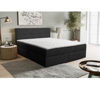 VENASI CALIDO Lit boxspring 160x200 avec 2 tiroirs de lit et matelas TOPPER H2/H3 NOIR Aragon 99
