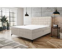 VENASI ROMA Lit Boxspring 140x200 avec 2 tiroirs de lit et matelas TOPPER H2/H3 BEIGE Aragon 03