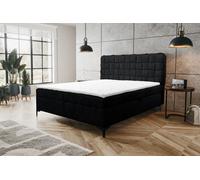 VENASI ROMA Lit boxspring 160x200 avec 2 tiroirs de lit et matelas TOPPER H2/H3 NOIR Aragon 99