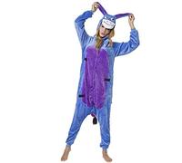 Venaster Onesies Pyjamas Adulte Unisexe Anime Cosplay Deguisement Animaux Siamois Romper Pajamas Vêtements (Large, Âne Bleu)