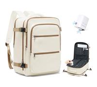 VENATIN Sac a Dos Voyage Cabine Avion 40x30x20 sous Vide,Bagage Cabineà Main avec Compression Ryanair Wizz,Sac à Dos de Voyage Sac Cabine Avion avec Pompe,pour Homme et Femme,Brun Beige