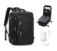 VENATIN Sac a Dos Voyage Cabine Avion 40x30x20 sous Vide,Bagage Cabineà Main avec Compression Ryanair Wizz,Sac à Dos de Voyage Sac Cabine Avion avec Pompe,pour Homme et Femme,Noir
