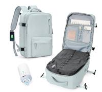 VENATIN Sac airbag Sac à dos sous vide, Bagage cabine à main avec compression pour homme et femme, Sac à dos de voyage sac cabine Easyjet 45 x 36 x 20 avion avec pompe,Bleu