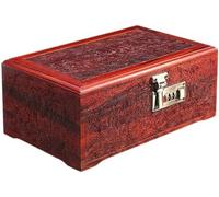 VENBER Boîte à Bijoux Organisateur de boîte à Bijoux pour Femmes Filles, Bois avec Serrure à Code et Miroir pour Boucles d'oreilles, Colliers, Bracelets, bagues,L