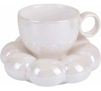 VENBER Ensemble Tasse à café et Soucoupe Art créatif Mirage Tasse à Image inversée Tasse à thé en Porcelaine de Luxe Soucoupe pour café Lait Cappuccino Expresso thé Cadeaux Mignons,White