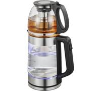 VENBER Théière en Verre Turque Bouilloire électrique à 2 Niveaux Style Samovar Bouilloire à thé Auto-filtrante Chauffe-Eau sur la cuisinière