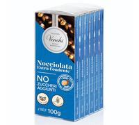 Venchi - Kit de 6 Tablettes Chocolat Extra Noir aux Noisettes, 600 g - NO Added Sugar - Sans Édulcorants Artificiels - Sans Gluten - Végétalien - Idée Cadeau