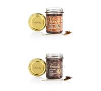 Venchi - Pâte à Tartiner Lait et Noisettes du Piémont IGP (45%) 200 g et Pâte à Tartiner Noir et Noisettes du Piémont IGP 200 g, Sans Gluten, Végétalien