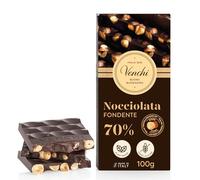 Venchi - Tablette Chocolat Noir 70% Noisettes, 95 g, avec "Noisettes du Piémont" Entières, Sans Gluten, Sans Colorants et Sans Conservateurs