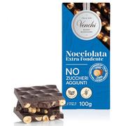 Venchi - Tablette de Chocolat Noir Noisettes -70 % de sucres, 100 g - Sans sucre ajouté - Sans gluten