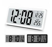 Venchin Horloge Numérique Murale Design Moderne, Horloge Digitale à Piles de 20cm, température, 12/24 Heures, Horloges silencieuses pour la Cuisine, Le Salon, la Chambre, Le Bureau - Banche