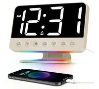 Venchin Réveil Numérique: 110dB Reveil Gros Dormeur, Snooze, 5 Sons de Reveil Gros Chiffres LED Horloge Digitale avec Chargeur, 12H/24H, Veilleuse 8 Couleurs, 4 Niveaux de Volume, Enfant, Ado, Adulte