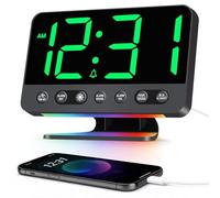 Venchin Réveil Numérique: 110dB Reveil Gros Dormeur, Snooze, 5 Sons de Reveil Gros Chiffres LED Horloge Digitale avec Chargeur, 12H/24H, Veilleuse 8 Couleurs, 4 Niveaux de Volume, Enfant, Ado, Adulte
