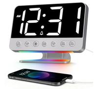 Venchin Réveil Numérique: 110dB Reveil Gros Dormeur, Snooze, 5 Sons de Reveil Gros Chiffres LED Horloge Digitale avec Chargeur, 12H/24H, Veilleuse 8 Couleurs, 4 Niveaux de Volume, Enfant, Ado, Adulte