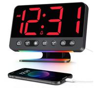 Venchin Réveil Numérique: 110dB Reveil Gros Dormeur, Snooze, 5 Sons de Reveil Gros Chiffres LED Horloge Digitale avec Chargeur, 12H/24H, Veilleuse 8 Couleurs, 4 Niveaux de Volume, Enfant, Ado, Adulte