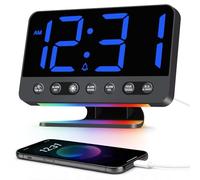 Venchin Réveil Numérique: 110dB Reveil Gros Dormeur, Snooze, 5 Sons de Reveil Gros Chiffres LED Horloge Digitale avec Chargeur, 12H/24H, Veilleuse 8 Couleurs, 4 Niveaux de Volume, Enfant, Ado, Adulte