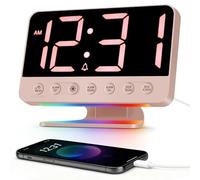 Venchin Réveil Numérique: 110dB Reveil Gros Dormeur, Snooze, 5 Sons de Reveil Gros Chiffres LED Horloge Digitale avec Chargeur, 12H/24H, Veilleuse 8 Couleurs, 4 Niveaux de Volume, Enfant, Ado, Adulte