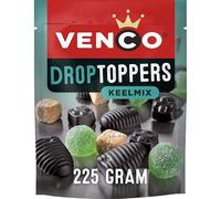 Venco DropToppers Keelmix 225 g I réglisse avec menthol I Mélange réglisse I Mélange de réglisse I Goutte de miel, Menthol Kruisdrop, Eucamenthol et Griotten I Hollande I Pays-Bas