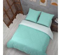 Vency Housse de Couette 140x200 2-Pièces Turquoise - Oeko-TEX 80% Coton & 20% Polyester, 1x Housse de Couette avec Fermeture éclair + 1x taie d'oreiller enveloppe de 65x65 cm, Modèle Puzzle