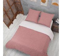 Vency Housse de Couette 200x200 3-Pièces Rouge - Oeko-TEX 80% Coton & 20% Polyester, 1x Housse de Couette avec Fermeture éclair + 2X taies d'oreiller à Fermeture enveloppe de 65x65 cm, Modèle Puzzle