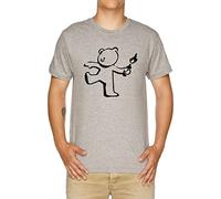 Vendax Banksy Teddy Bear Protest Molotov Cocktail T-Shirt Homme Gris