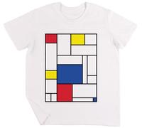 Vendax Mondrian Minimalist De Stijl T-Shirt Unisexe Enfant Garçons Filles Blanc