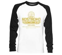 Vendax Nostromo - Alien Unisex Baseball T-Shirt Manches Longues Homme Femme Blanc Noir