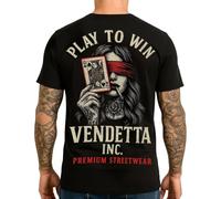 Vendetta Inc. T-shirt Play to Win VD-1657 pour homme Noir Taille S à 5XL Imprimé avant et arrière, Noir , XL