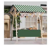 Vendeur ambulant de nourriture Chariot à main for stand de marché nocturne, présentoir alimentaire en bois avec roue rotative à 360 °, stand de concession(Green,59"x78.7"/150x200cm)