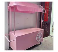 Vendeur ambulant de nourriture Chariot de stand de vendeur, stands de marché de producteurs légers, chariots d'affichage de thé au lait, gâteaux, saucisses grillées(Pink,L55xW24in/140x60cm)